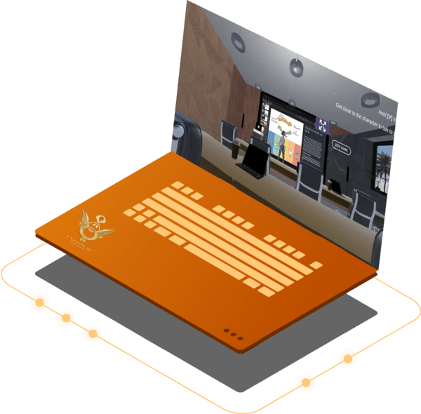 A vector image of a laptop with the software
